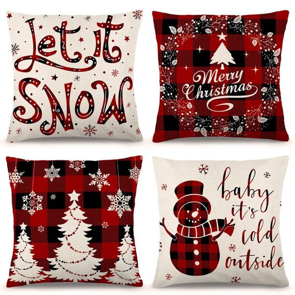 Pillow Covers Farmhouse Buffalo Plaid Pillow Covers Holiday Rustic Linen Pi