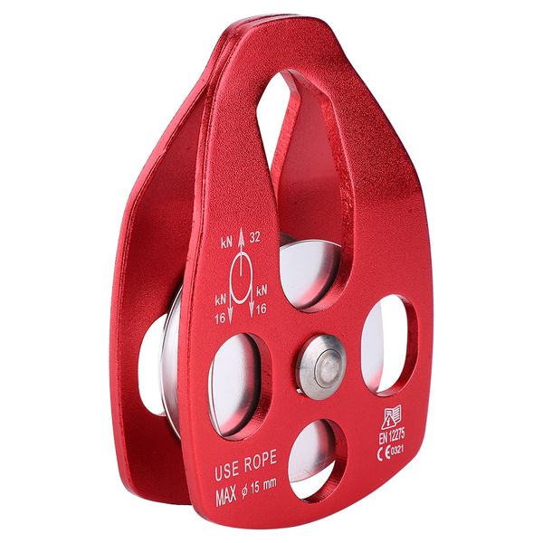 Red Aviation Aluminum Fixed Pulley for Climbing Rescue