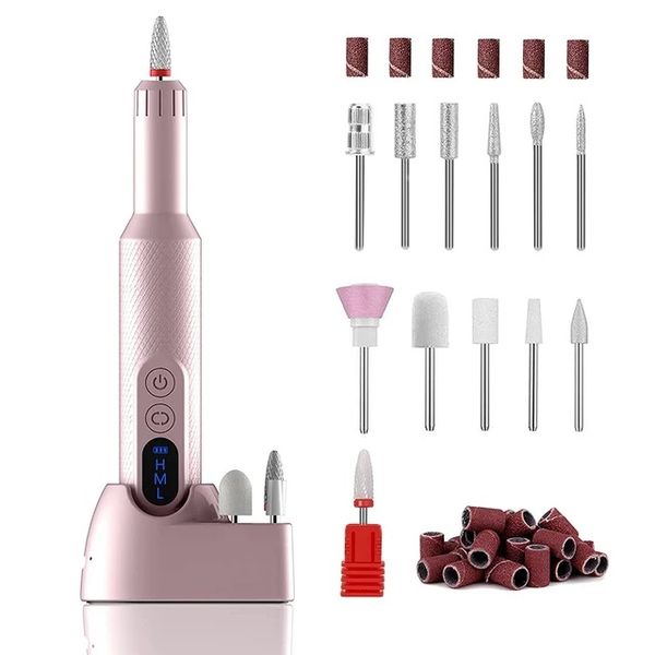 Wireless Electric Nail Drill Kit, 18,000 RPM, Pink