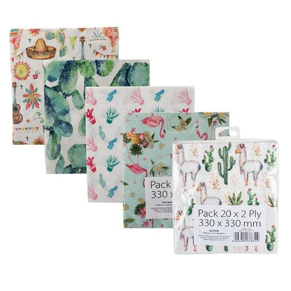 Bulk Pack x 4 Serviettes 2ply 33cm 20 Per pack Fiesta