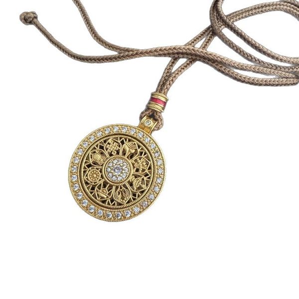 New Chinese Rotatable Compass Pendant Gold Plated Women's Necklace