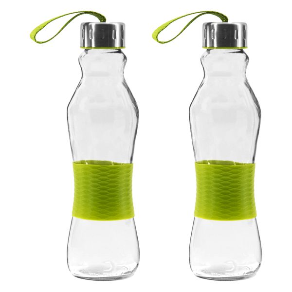 Consol - 500ml Grip n Go bottle Strap lid Green - 2pk