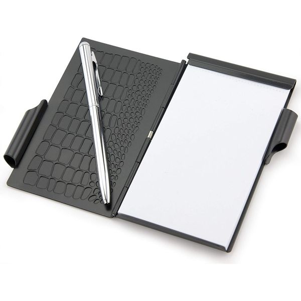 TROIKA Metal Case Holder for Cards &amp; Cash with Notepad &amp; Pen: Black Croc