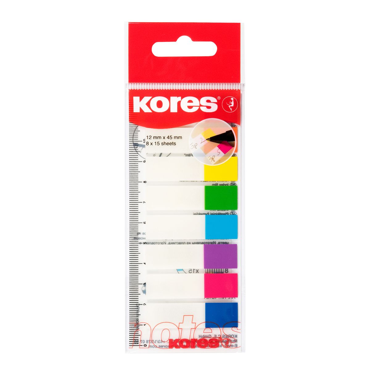 Kores Film Filing Strips on Ruler - 8 Transparent Colours (8 x 15 ...
