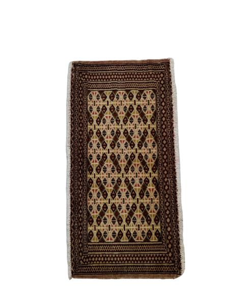 Brown Persian Turkoman Carpet 110 x 60cm