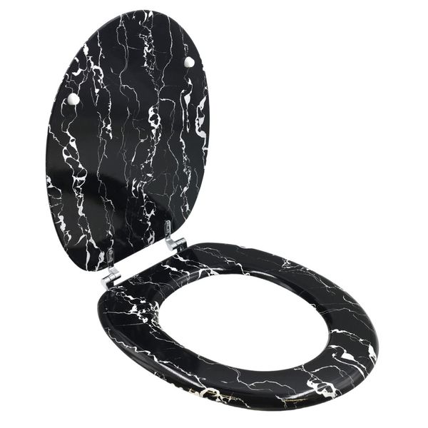 AIYI Black Marble Effect Toilet Seat Lid with Adjustable Hinges AY382-006