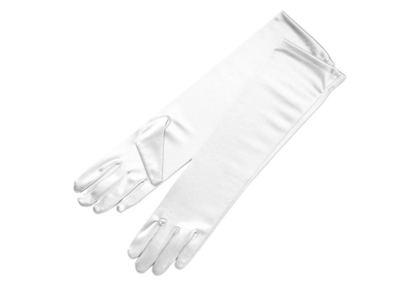 Adult Long White Plain Gloves - Set of 2