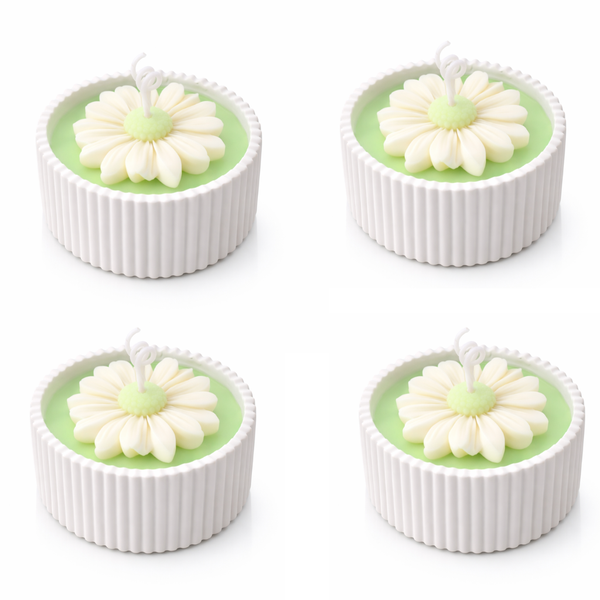 4 Pieces Lemon Grass Scented Flower Candle Set