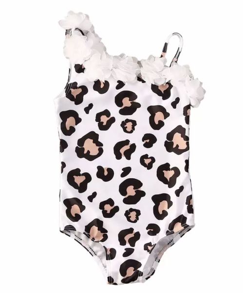 White animal print Girls Kids Swimsuit Swimwear