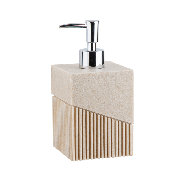Stone Look Soap Dispenser - Beige Polyresin Design - 3 Pack