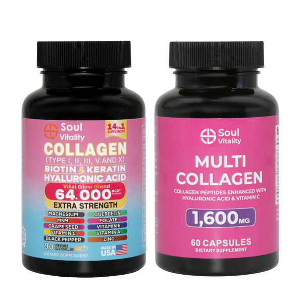 Soul Vitality Ultimate Collagen &amp; Vital Glow Bundle - Multi Source Collagen