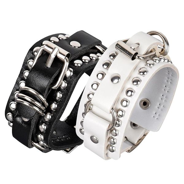 Trendy Punk Bracelet Belt Rivet Bracelet - 2PCS
