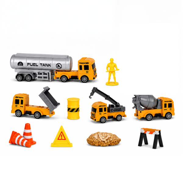 Teeto Toys - Construction Vehicle Playset with Crane &amp; Trucks