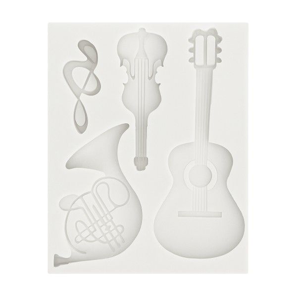 Music Themed Silicone Mold With Various Instruments - Beige