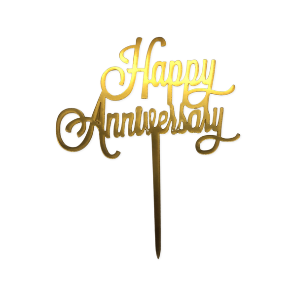 Happy Anniversary Cake Topper Gold