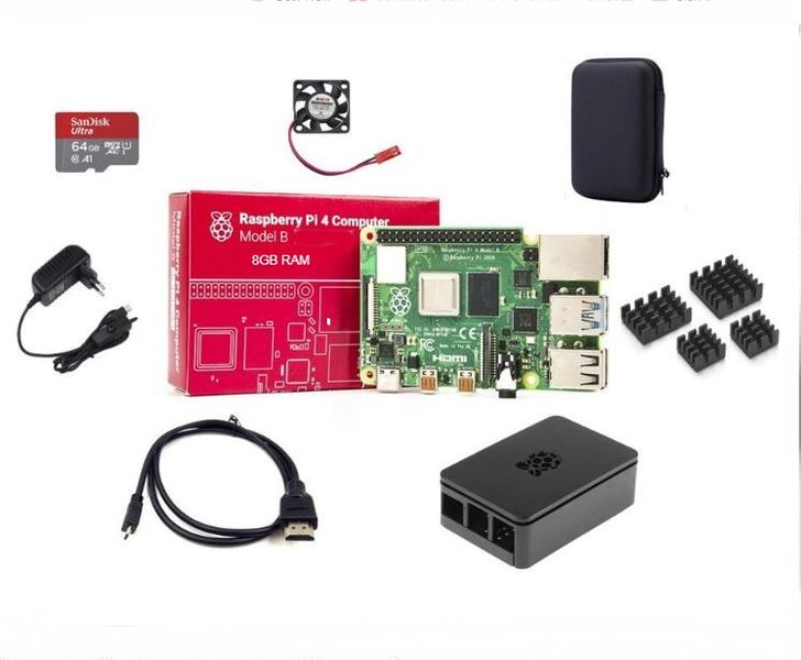 Raspberry Pi 4B 8GB Complete Kit with 64gb card and carry case