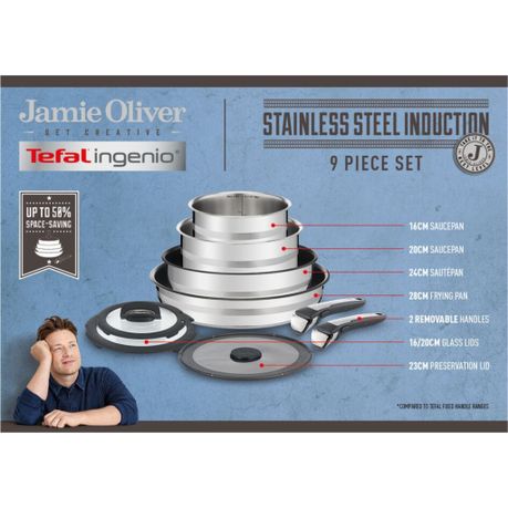 Jamie Oliver By Tefal Ingenio Stainless Steel 9 Piece Set | Shop