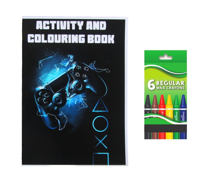Gamer Activity and Colouring Book A5 plus 6 Wax Crayons - Set of 5