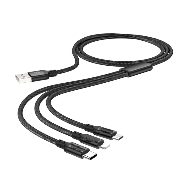 Times speed 3-in-1 charging cable 1m aluminum alloy connectors nylon braid