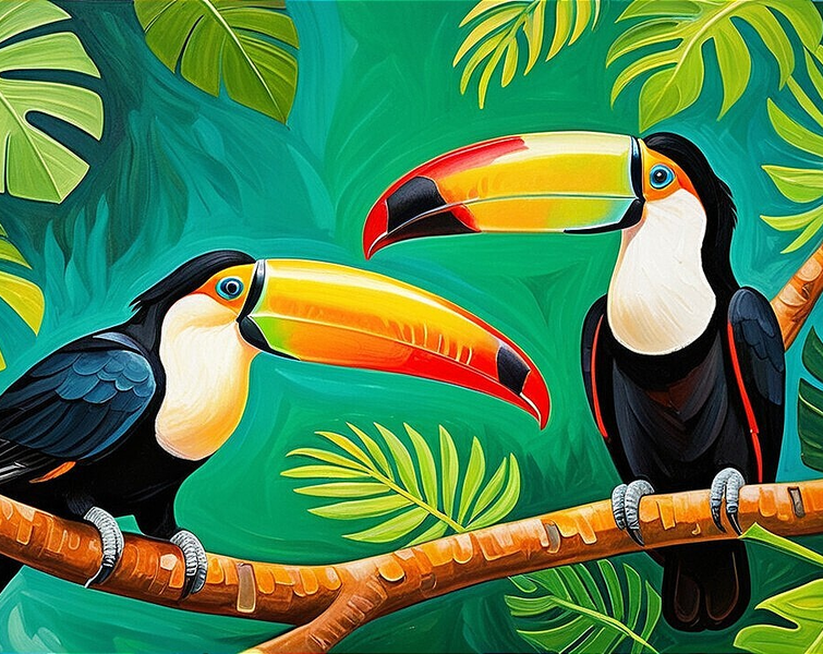 Modern Canvas Wall Art Home Decor - Toucans