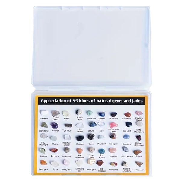 Decor Natural Mini Crystal And Gemstone Set Collection Box 45 Pieces 15.5cm