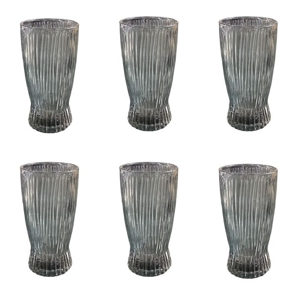 Tumbler 6 Piece 370ml Linear Embossed Grey