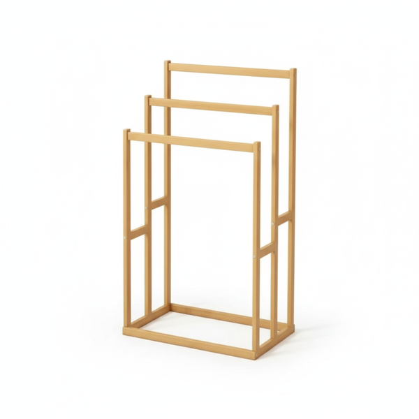 Freestanding Bamboo Towel Rack | Eco-Friendly Organizer 3-Tier