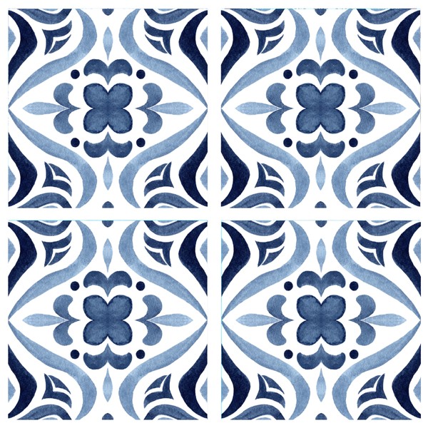 Blue and white Azulejos Tile Stickers - Set of 24