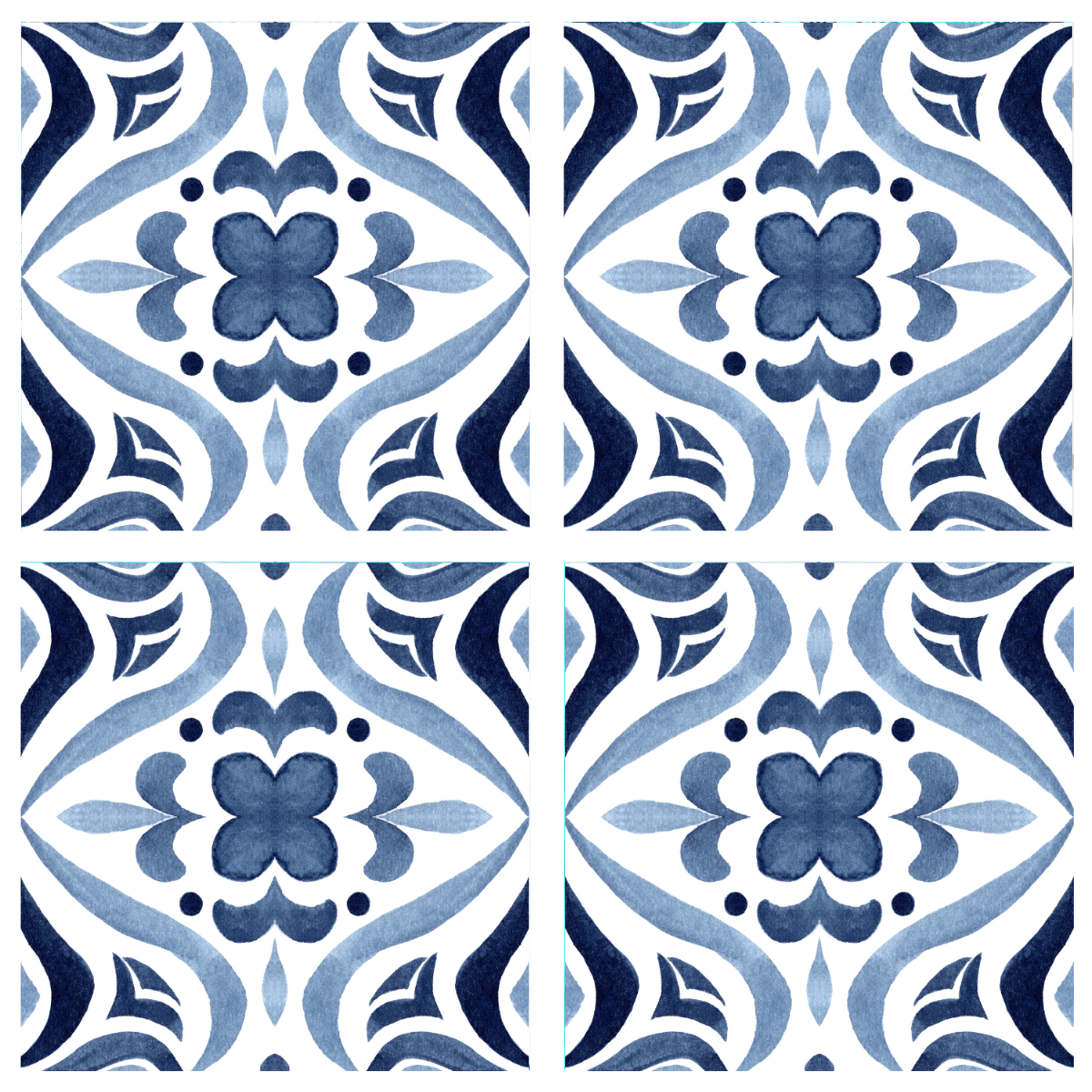 Blue and white Azulejos Tile Stickers - Set of 24 | Shop Today. Get it ...