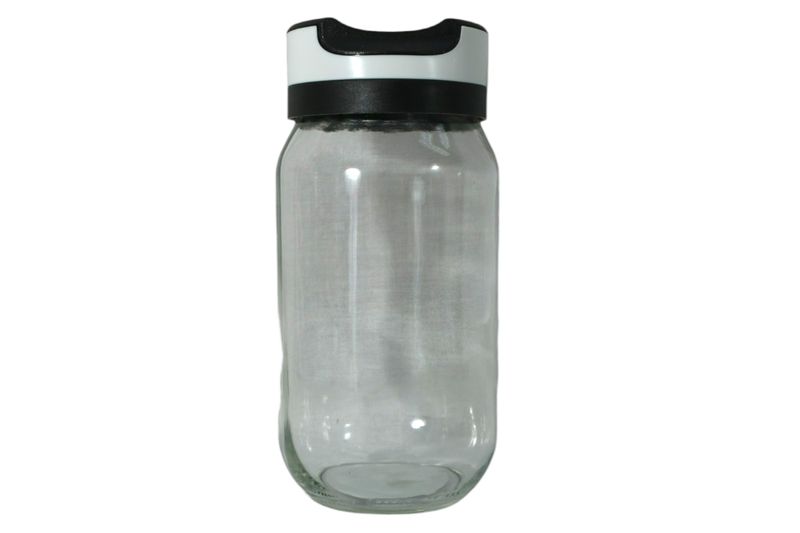 Excellent Housewares Glass Food Storage Canister Black &amp; White Lid - 1000ml
