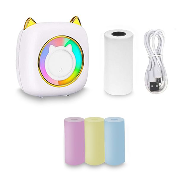 Uuname Portable BT Mini Pocket Mini Thermal Printer &amp; 3 Color Paper-c23w