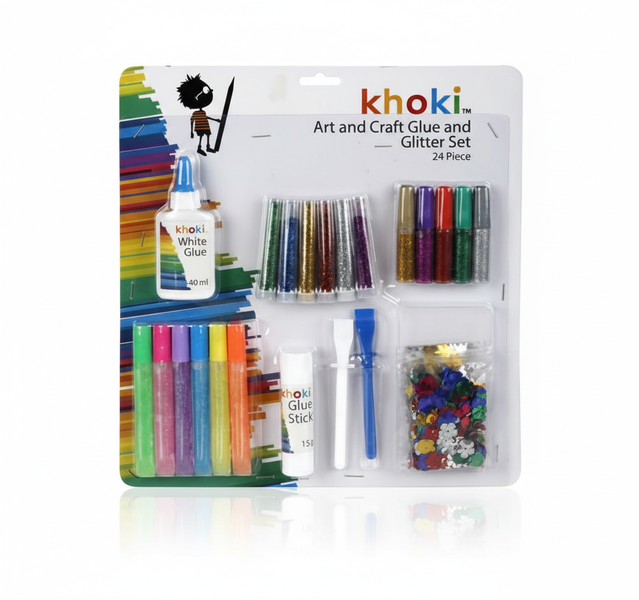 Khoki 24 Piece Glitter Set - Assorted Colors, Non-Toxic Craft - 2 Pack
