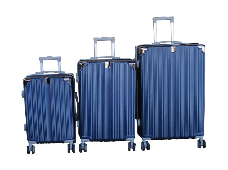 Navy 3 Piece ABS Hardshell Luggage Set with Spinner Wheels &amp; Telescoping Handles