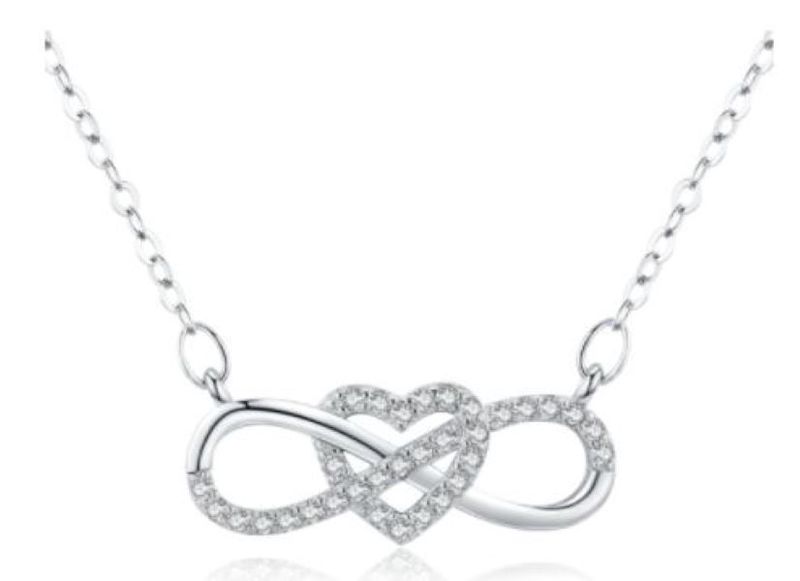 925 Sterling Silver Infinity Heart Necklace