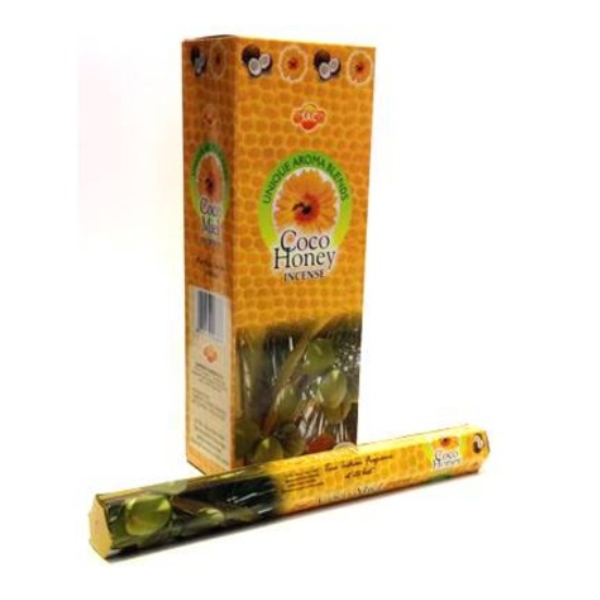 SAC Coco Honey Incense Sticks (6 Packs of 20 Sticks Each)