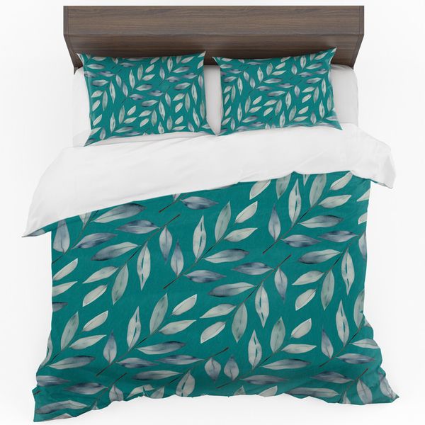 Leaves on Light Blue Duvet Cover Set