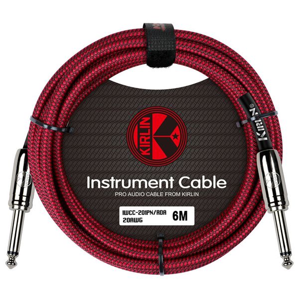 Kirlin 6M Woven Instrument Cable 1/4" Mono Plug - 1/4" Mono Plug - Red