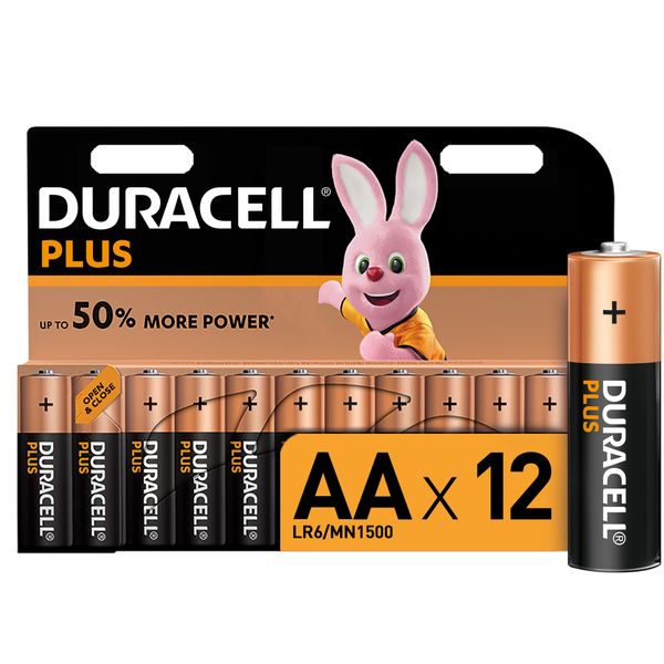 Duracell Plus AA Alkaline Batteries, 1.5V LR6 MN1500 - 12 Pack