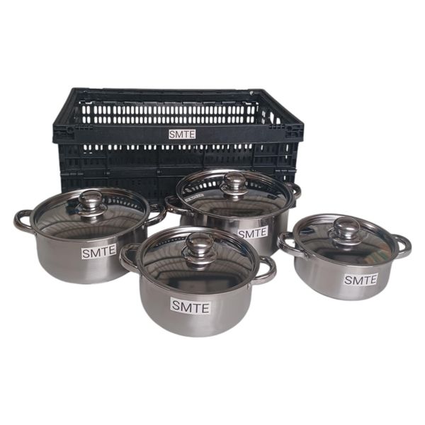 SMTE 8-Piece Camp Cookware Set with Storage Crate