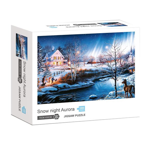 Pack of 1000 Snow Night Aurora Jigsaw Puzzle Game