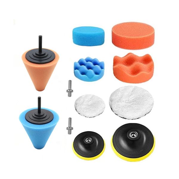 12 Piece Car Foam Drill Polishing Pad Wheel Polishing Cone Tools Set