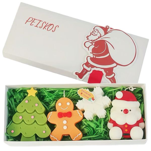 PEISKOS 4pcs Scented Christmas Candle Set with Gift Box Ideal Decor Gift