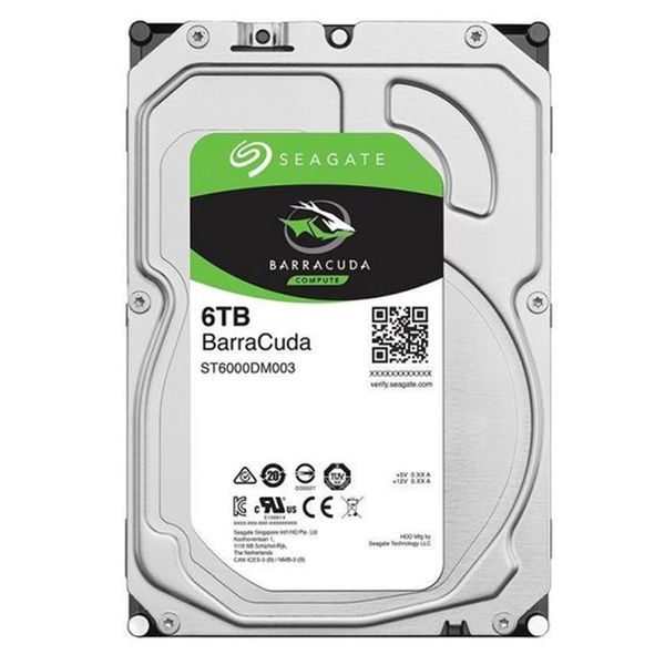 Seagate BarraCuda 6TB 3.5" SATA Internal Hard Drive - 5400RPM, 256MB Cache