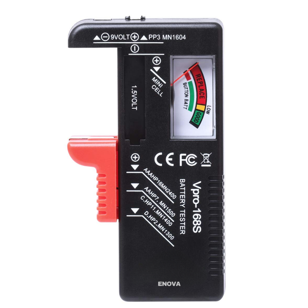 Enova Universal Battery Life Tester Compatible with AAA, AA, C, D, 9V, 1.5V