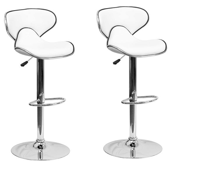 Bar Stools / Kitchen Counter Chairs - Set of 2 – White Colour