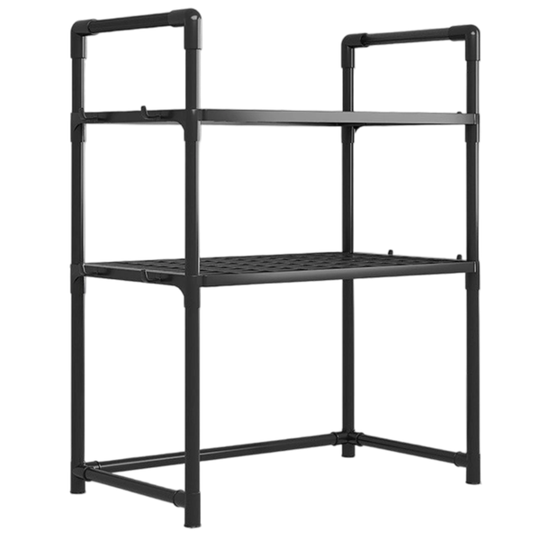 2-Tier Storage Racks,Microwave Oven Rack With Hook Up,Organizer-Black