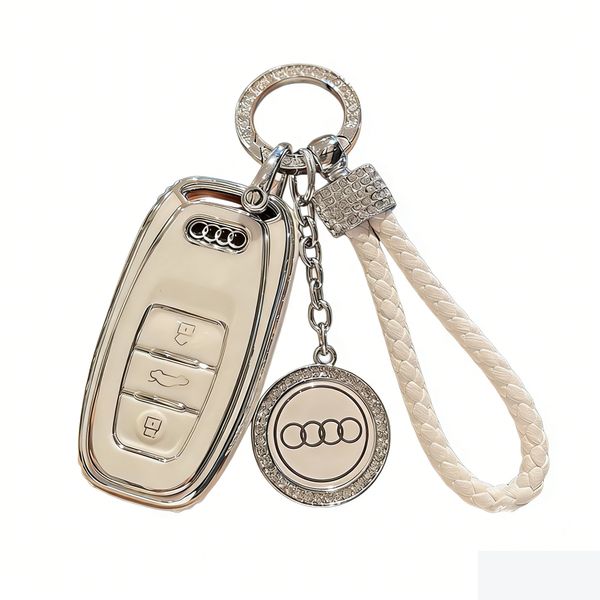 Premium Elegant White Car Key Case Compatible With Audi Series