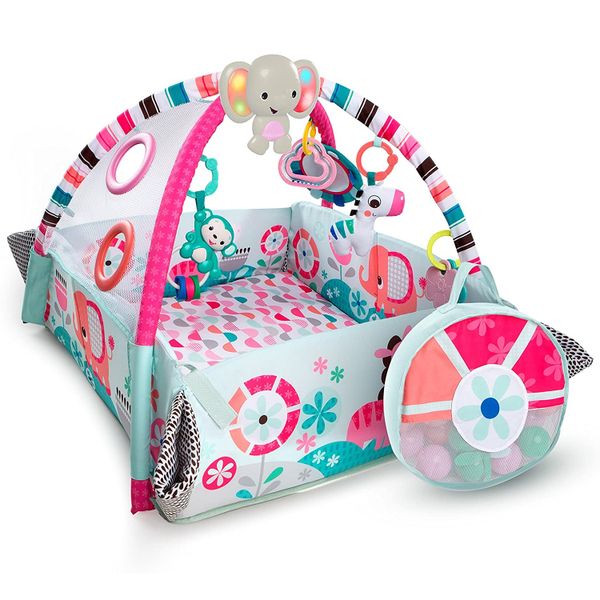 5-in-1 Baby Activity Gym and Ball Pit with Music- Pink