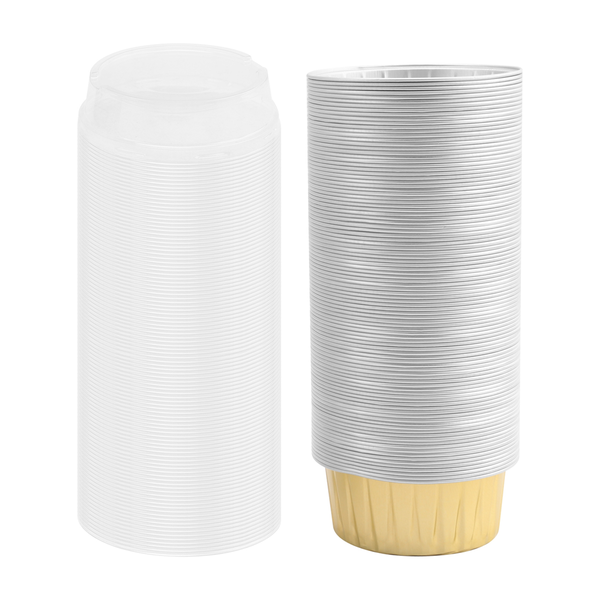 100Pcs Disposable Aluminum Foil Baking Cups Cupcake Cups With Lids