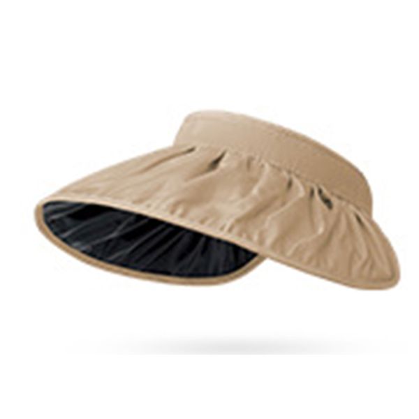 Women's black rubber hollow top shell hat with variable headband
